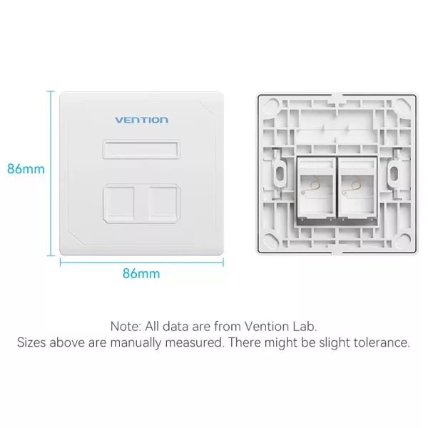 Vention 2-Port Keystone Jack Wall Plate White (IFEW0)