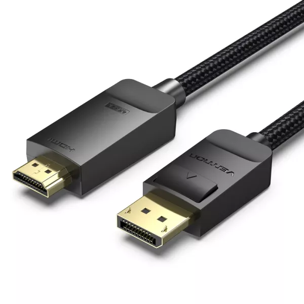 Vention Cotton Braided 4K DP Male to HDMI-A 3M Bla...