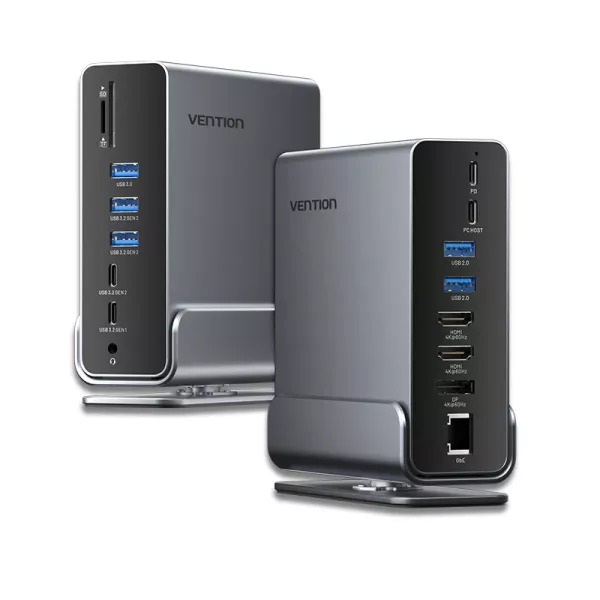 Vention MST Docking Station Gray Vertical 100W (TP...