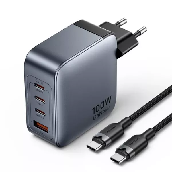 Charger Vention 4-Port USB (C + C + C + A) GaN Cha...