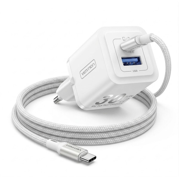 Charger Vention 2-Port USB (C + A) GaN Charger (30...