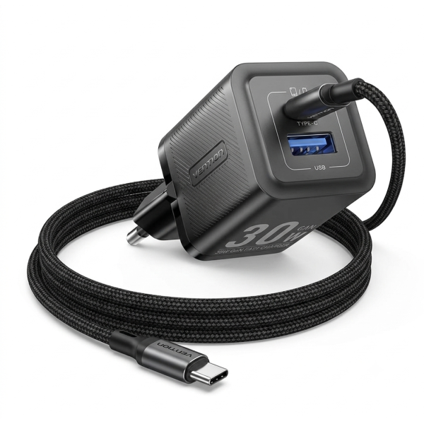 Charger Vention 2-Port USB (C + A) GaN Charger (30...