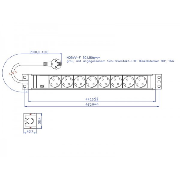 Bachmann IT PDU power strip 8x sockets PVC (333.601) 2m