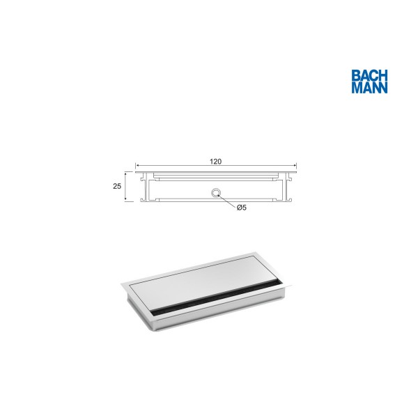 Bachmann Loop Square cable outlet 120x240mm, silver (930.320)